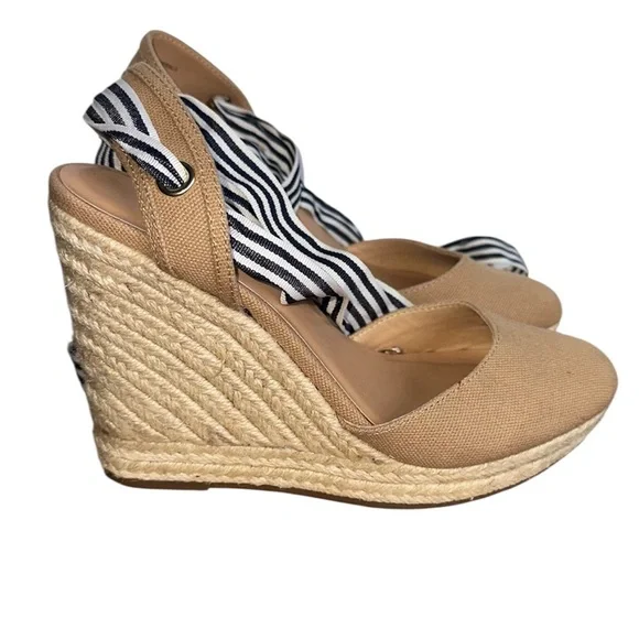Express Women's Espadrille Wedge Platform Sandals Ribbon ankle Lace up sz:6 - Picture 4 of 13